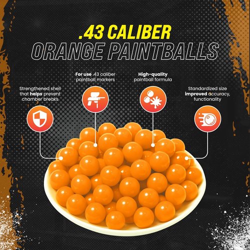 3Skull .43 Caliber Paintballs - High-Quality Ammo for Umarex T4E Paintball Pistols | Orange Color