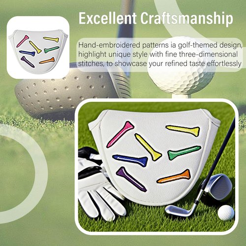 Wshxjzyay Leather Mallet Putter Headcover, Center Shafted Mallet Putter Cover with Magnetic, for Men Women Golf Enthusiast