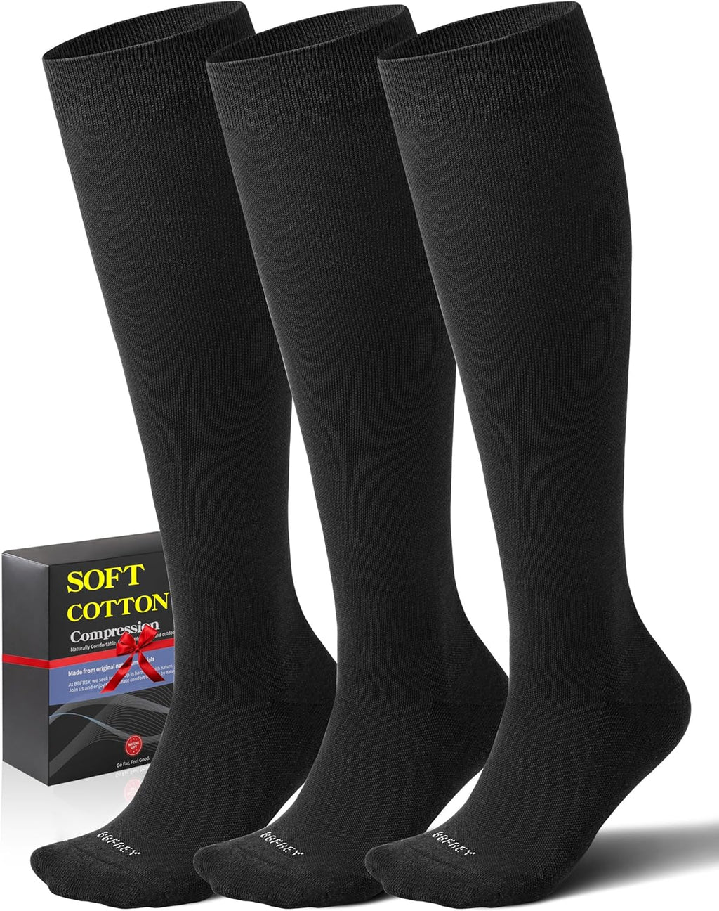 Skiennix Soft Cotton Compression Socks - 20-30mmHg Knee High Support for Circulation & Travel