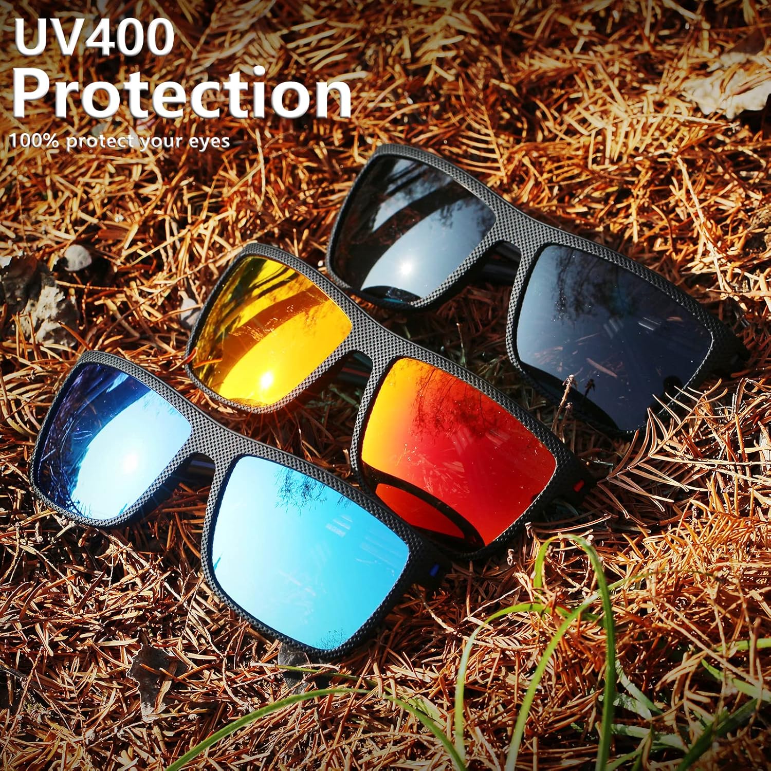 Skiennix Square Polarized Sunglasses - Vintage Style UV Protection | Lightweight Frame for Men