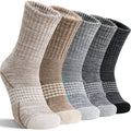 Sandsuced Merino Wool Hiking Socks Thermal Warm Winter Cozy Outdoor Crew Socks 5 Pairs Gift Stocking Stuffers for Women Men(Black/Khaki/Gray,L)