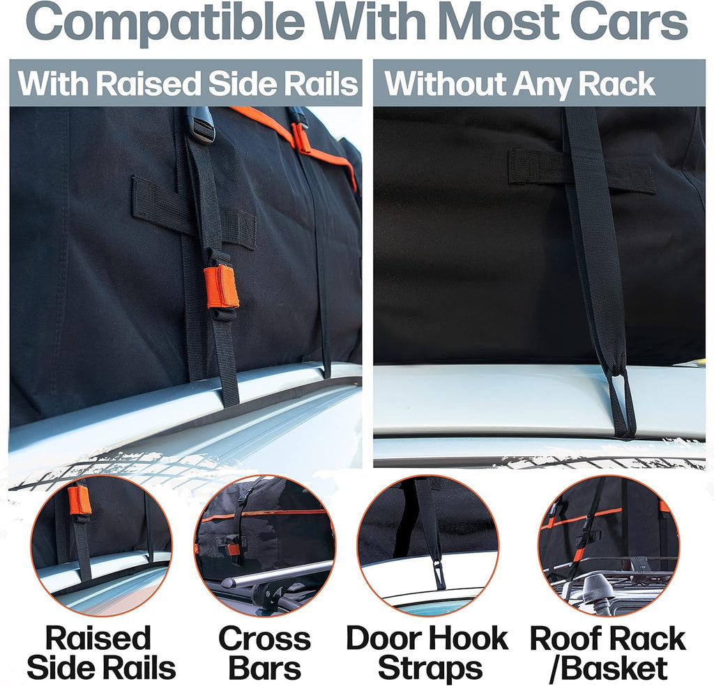 RoofPax Rooftop Cargo Carrier Bag - Expandable 15/19 CFT, Waterproof with Heavy-Duty Straps | Fits All Cars