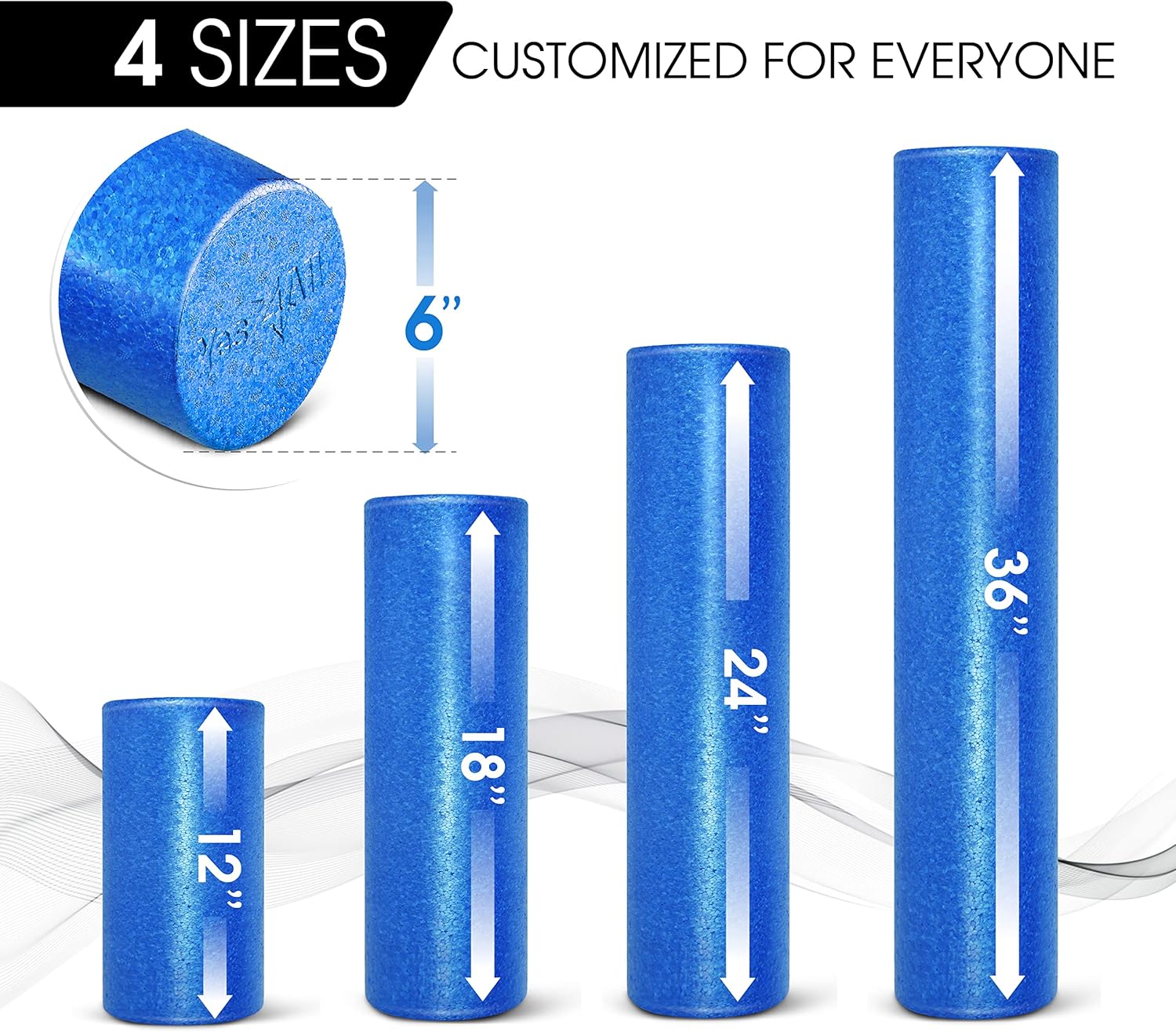 Yes4All High-Density EPP Foam Roller - Versatile Exercise Tool for Yoga, Pilates & Stretching | 12-36 Inch Sizes