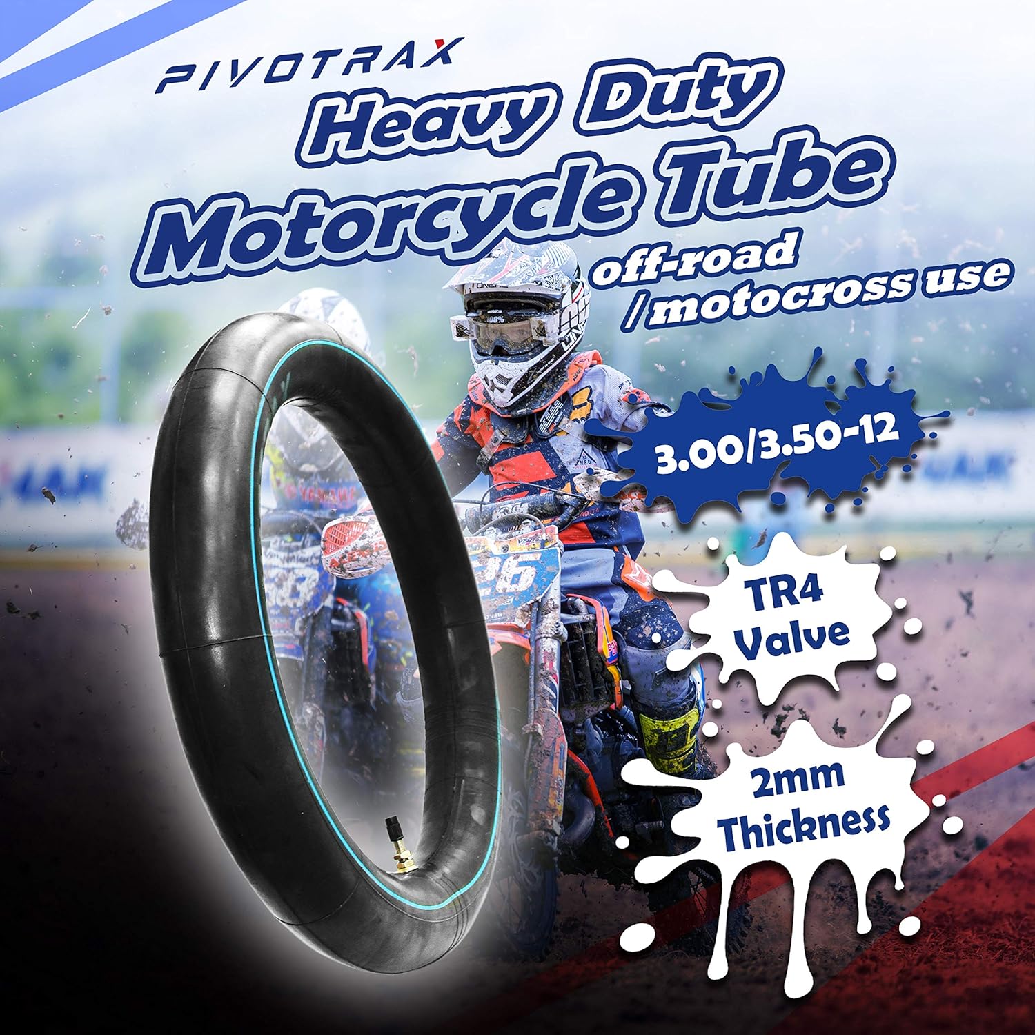 PIVOTRAX Heavy Duty Inner Tube 3.00-12 | 2mm Thickness with TR4 Valve for Honda, Suzuki, Kawasaki, Yamaha