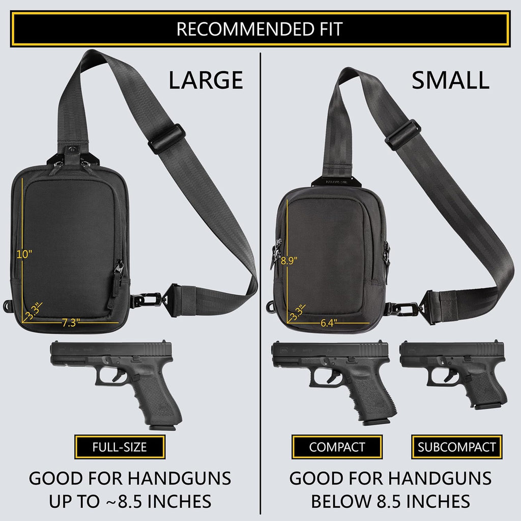 Skiennix Premium Discreet Tactical CCW Sling Bag - Concealed Carry Crossbody Chest Pack (Black, Small)