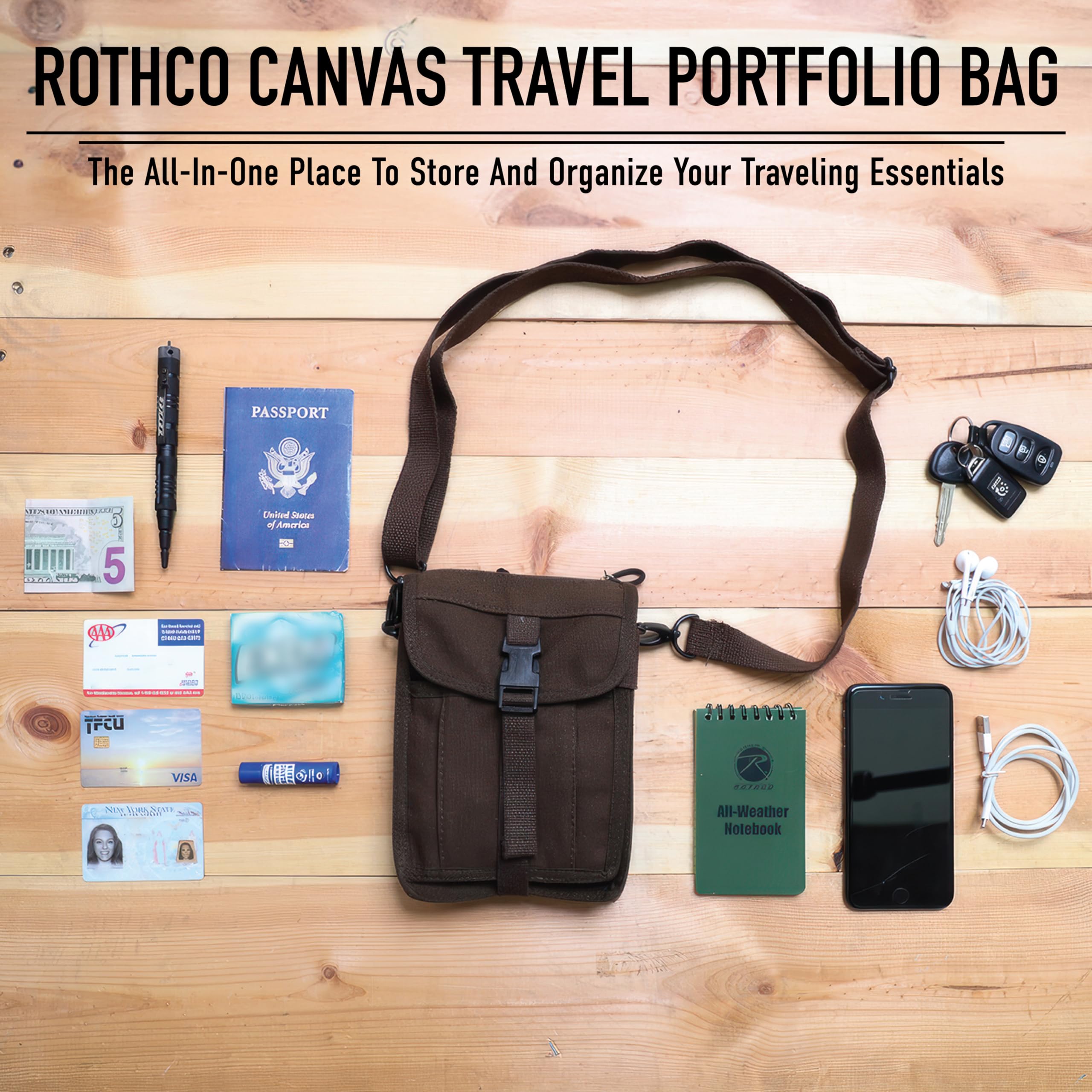 Rothco Heavyweight Canvas Travel Portfolio Bag - Crossbody Shoulder Bag - Olive Drab