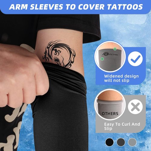 BHYTAKI UV Sun Protection Arm Sleeves - UPF 50 Cooling Compression for Men, Women & Teens