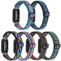 FitTurn 6pack Compatible with Fitbit inspire 3 Smart Watch Fitness Tracker for Women Men Bands Elastic Pattern Adjustable Nylon Fabric Strap Replacement Bracelet Stretch Soft Strap Wristbands Loop Accessories (SixColors-B)