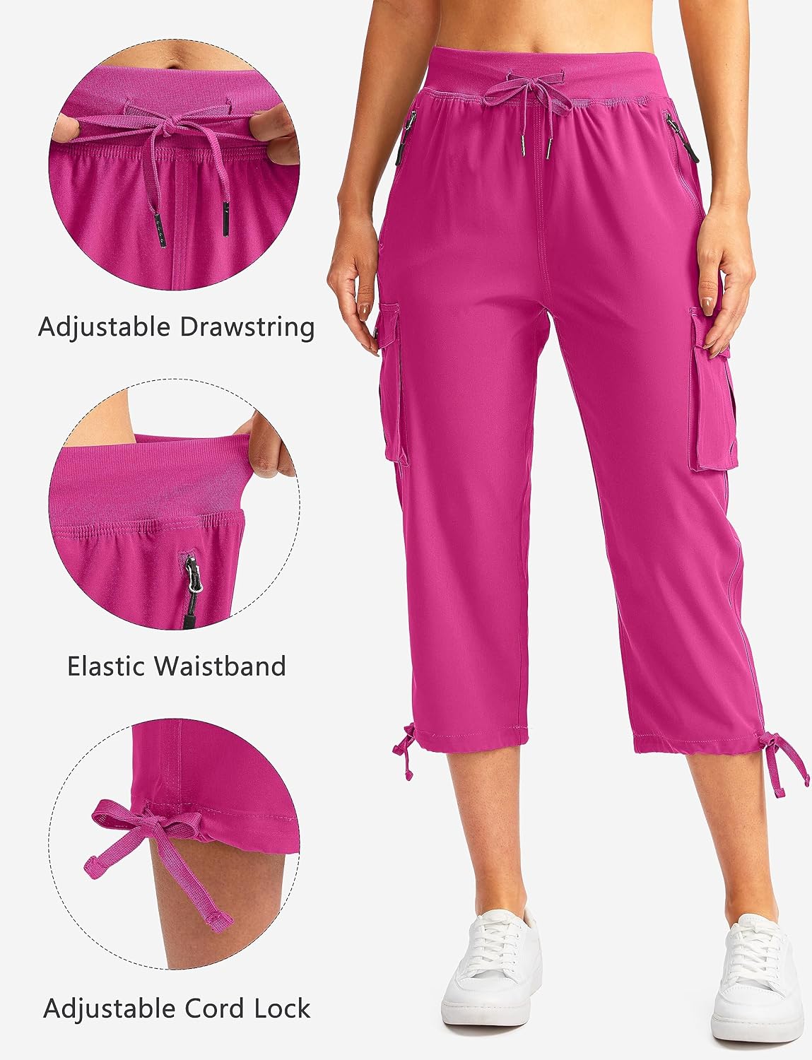 Soothfeel Women's Cargo Capris Pants - Lightweight Quick-Dry Travel & Hiking | 6 Pockets, Casual Summer Wear