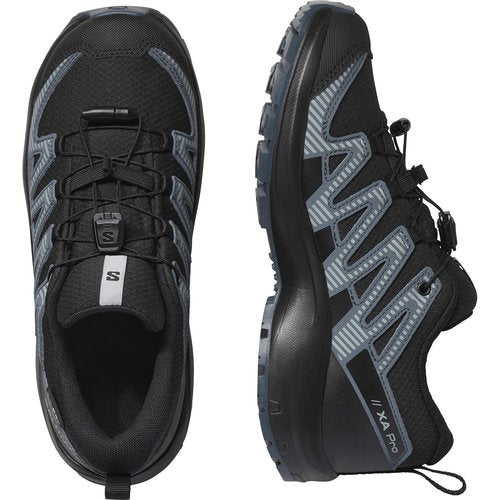 Salomon Unisex Junior’s XA Pro V8 Mid Waterproof Trail Running Shoes for Kids - Black/Turbulence/Quarry - 5 Medium