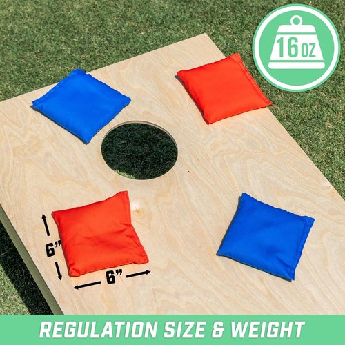 GoSports Cornhole Bean Bags Set of 8 - All Weather Fun with American Stars and Stripes or Red and Blue