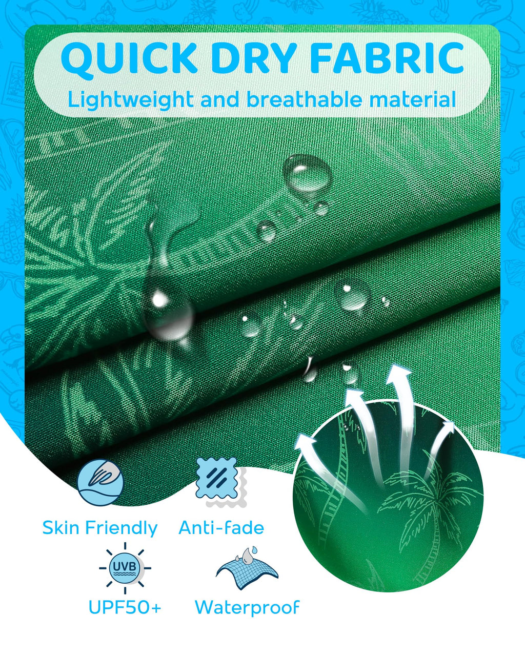 maamgic Boys Swim Trunks with Compression Liner 4-Way Stretch Quick Dry Bathing Suit Toddler Beach Shorts Green Coconut 2T