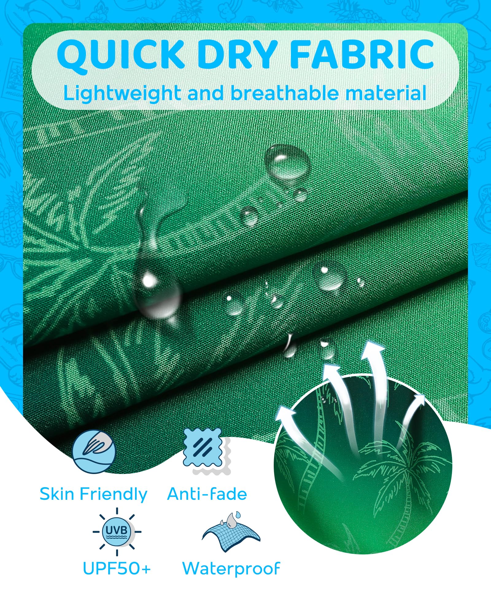 maamgic Boys Swim Trunks with Compression Liner 4-Way Stretch Quick Dry Bathing Suit Toddler Beach Shorts Green Coconut 2T