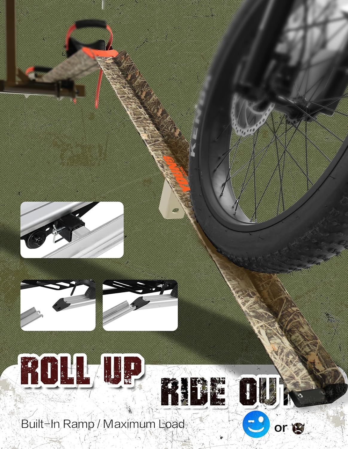 Young Bike Rack - Hitch Mount Bicycle Rack for 2 E-Bikes | 200lbs Capacity, Foldable, Anti-Wobble, Camo