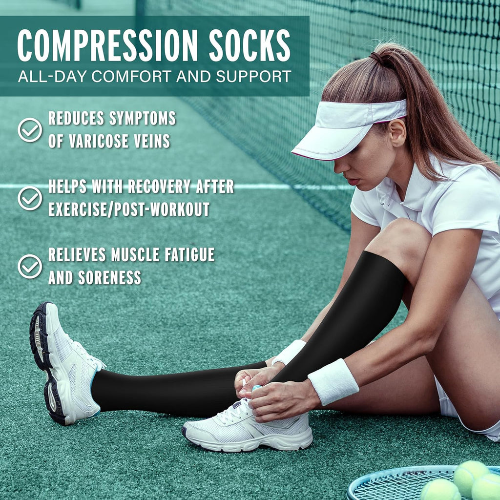 Skiennix Compression Socks - 15-20 mmHg Support for Nurses, Running, Hiking & Recovery | 3 Pairs