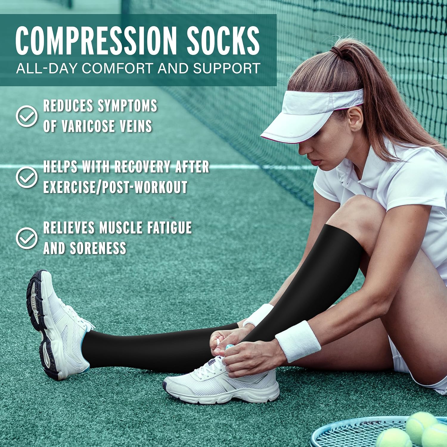 Skiennix Compression Socks - 15-20 mmHg Support for Nurses, Running, Hiking & Recovery | 3 Pairs