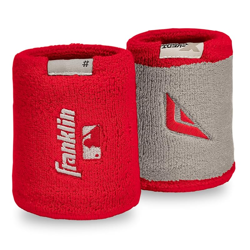 Baseball & Softball Wristbands, 4 Inch X-Vent Reversible, Red & Gray – Breathable, Durable (2-Pack)