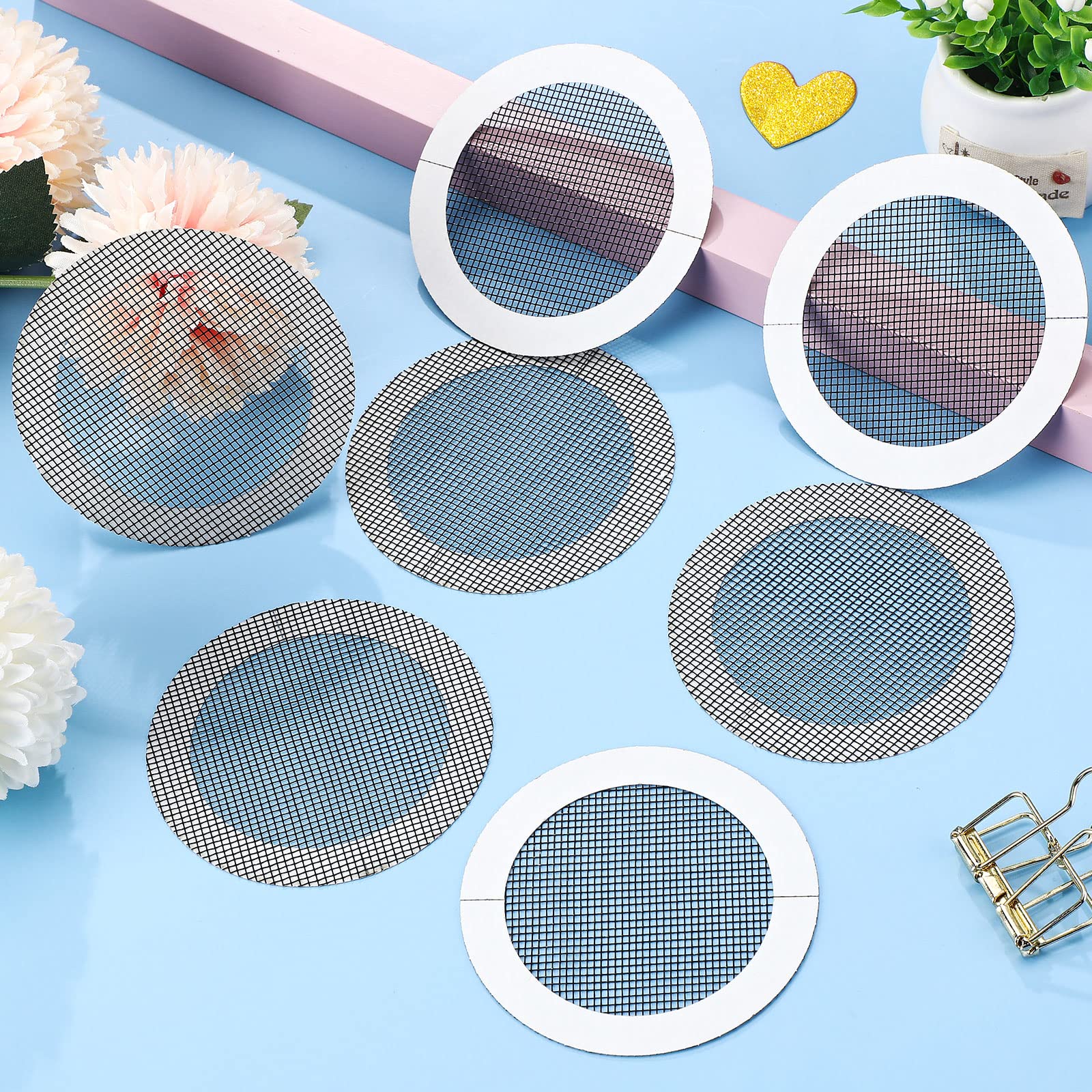 Tent Repair Patches, 3 Inches Tape Tent Mesh Patches Kit Outdoor Patch Portable Screen Tape Mesh Repair Black Kit Round Screen for Camping Hiking Supplies(20 Pcs)