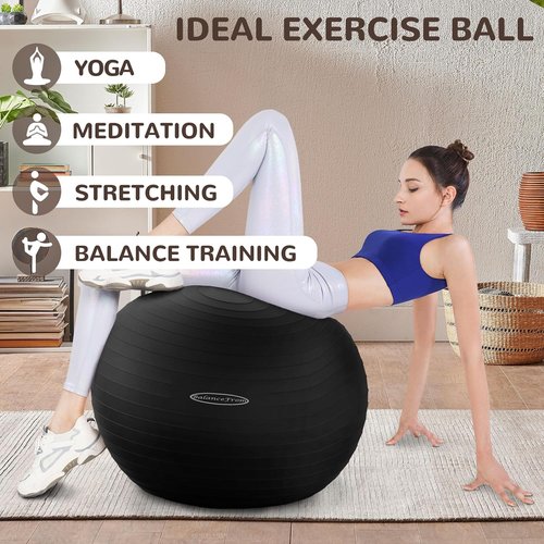 Fitvids Exercise Ball - Anti-Burst Fitness & Yoga Balance Ball with Quick Pump | Slip Resistant, 65cm