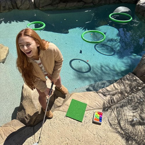 Floating Golf Green for Pool, Putting Turf Mat, Real Floating Golf Balls with Three Different Sized No Drifting Chipping Targets Game Set for Golfers