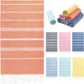 Aegero Turkish Beach Towel - Oversized 36"x71" Quick Dry, Sand-Free, Lightweight Coral Travel Essential