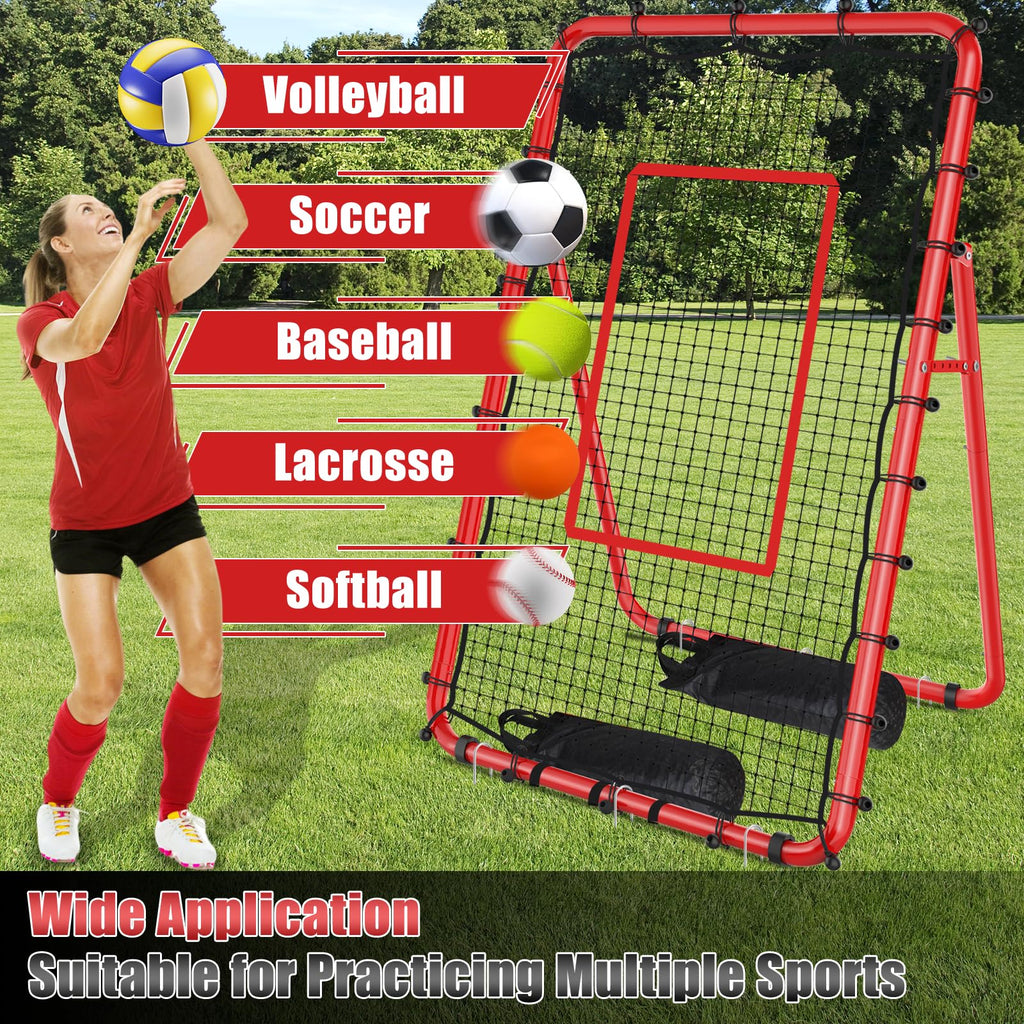 TomCare 7x4FT Volleyball Rebounder Net Bounce Back Training Equipment with 5 Adjustable Angles Volleyball Practice Net for Bumping & Spiking Portable & Steady Indoor Outdoor Rebound with Sandbags