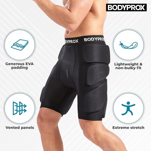 Bodyprox Protective Padded Shorts - 3D Hip, Butt & Tailbone Protection for Snowboarding, Skiing & Skating