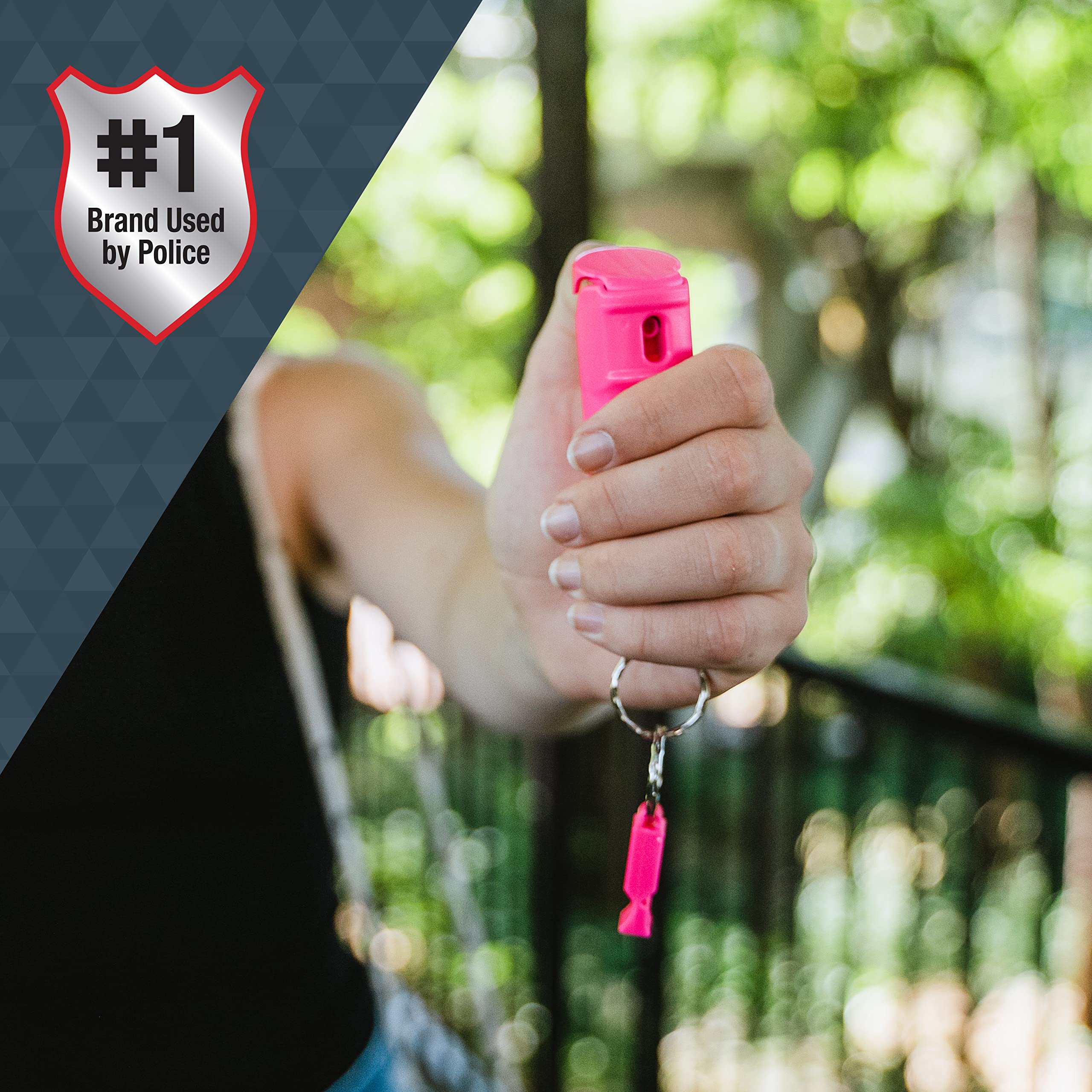 SABRE 2-in-1 Pepper Gel with Detachable Safety Whistle Keychain, 3X longer spray time, 12-Foot, Whistle for Help and Can Be Heard Up to 750 Feet, UV Marking Dye, Ergonomic Finger Grip, Flip Top Safety