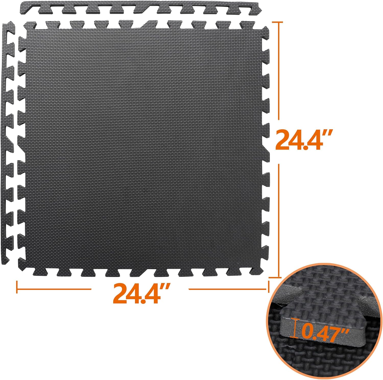 Smartxchoices Puzzle Gym Mats - 1/2" Thick EVA Foam Interlocking Tiles for Home Gym | 48 Sq Ft, Black