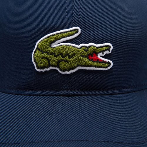 Lacoste Unisex Front Medium Croc Cotton Twill Cap, One Size, Navy