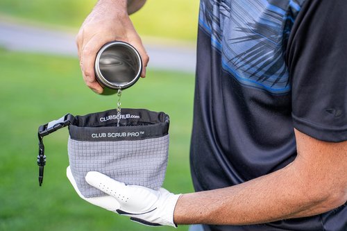 Golf Club and Golf Ball Cleaning Bag, Waterproof Clean Face Technology Liner, Detachable Clip, Machine Washable, Cleans Club Grooves, Dry Exterior