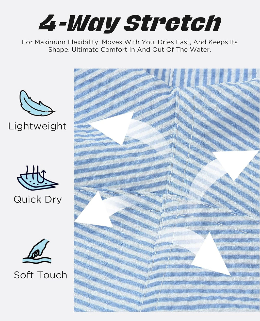 Skiennix Men's Swim Shorts - Quick Dry Seersucker Swimming Trunks with Pockets | Available in 5"/7"/9" Sizes