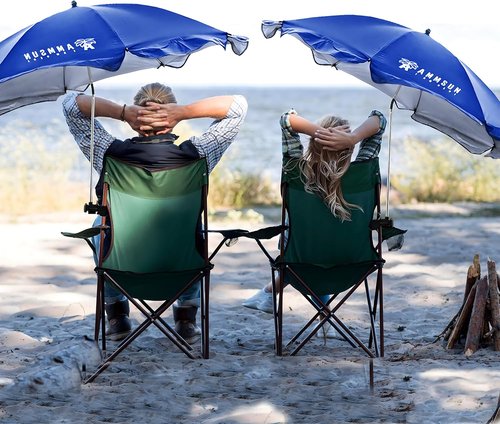 AMMSUN XL Chair Umbrella - Adjustable 47-Inch 360-Degree Swivel | UPF 50+ Portable Blue 2-Pack