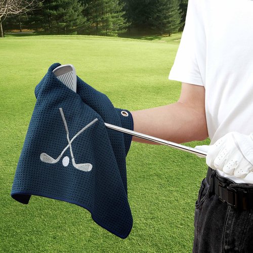 Playing It Forward Embroidered Golf Towel Set – Custom Towels for Golf Bags & Carts – Golf Accessories & Gifts for Kids, Men, & Women – Microfiber Waffle and Ball Towels – Club Ball Design - 2-Pack