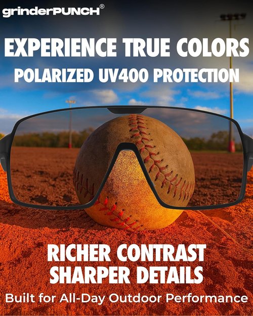 grinderPUNCH Polarized Sports Sunglasses - UV Protection for Men & Women | Ideal for Baseball, Running, Cycling, Skiing, Pickleball