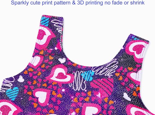 Domusgo Gymnastics Leotards - Sparkly One-Piece Unitard for Girls | Pro Kids Biketards with Shorts