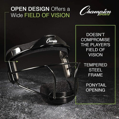 Champion Sports Steel Softball Face Guard - Durable Protection for Safe Play | Adjustable Fit