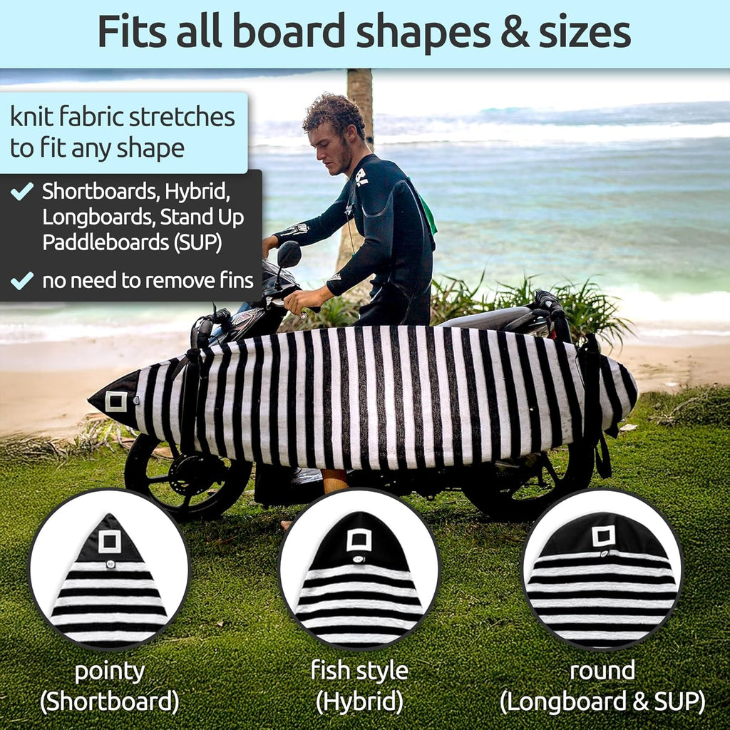 Surf Squared Surfboard Sock Cover - Lightweight Protective Bag for Shortboard & Longboard | Surfing Accessories