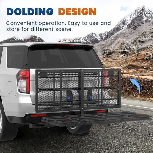 KUIPERAUTO Heavy-Duty Hitch Mount Cargo Carrier - 60" x 24" Luggage Rack for SUVs & Trucks | 500 Lbs Capacity