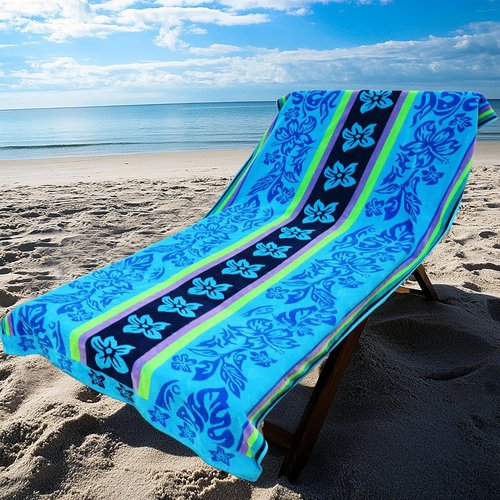 COTTON CRAFT Oversized Beach Towel - XL 39 x 68 Inches | 100% Cotton Jacquard Velour - Super Soft Tropical Hibiscus Design