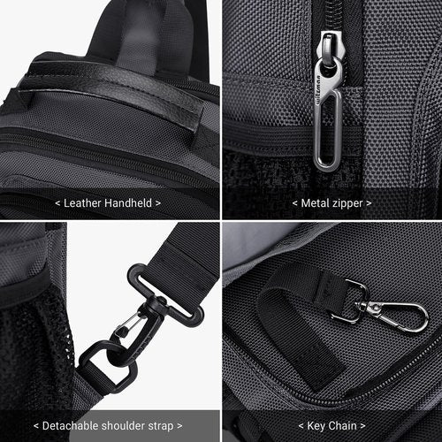 WITZMAN Sling Bag for Men Convertible Travel Sling Backpack USB Charging Port Lightweight Crossbody Bags Casual Daypack（B698 Silvery Grey）