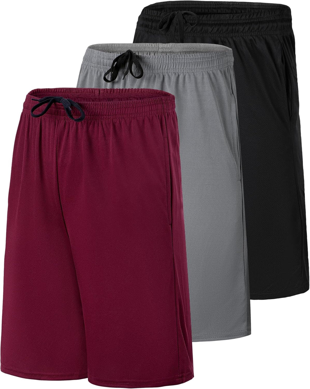 Real Essentials Men's 9" Mesh Basketball Shorts - 3 Pack | Long Athletic Gym Shorts with Pockets (S-3X)