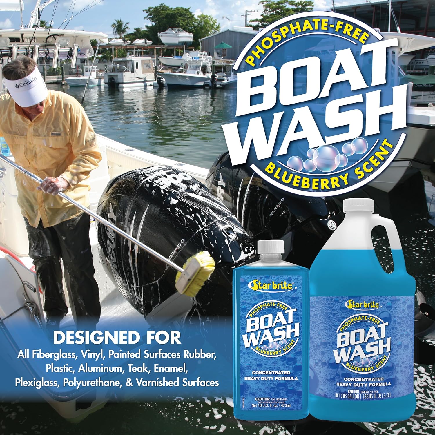 STAR BRITE Concentrated Boat Wash - Heavy-Duty Non-Streak Formula for Sparkling Clean Hulls - 128 OZ Gallon