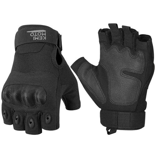 KEMIMOTO Fingerless Tactical Gloves for Men, Motorcycle Gloves for Outdoor Work Sports, for Hunting Hiking Camping