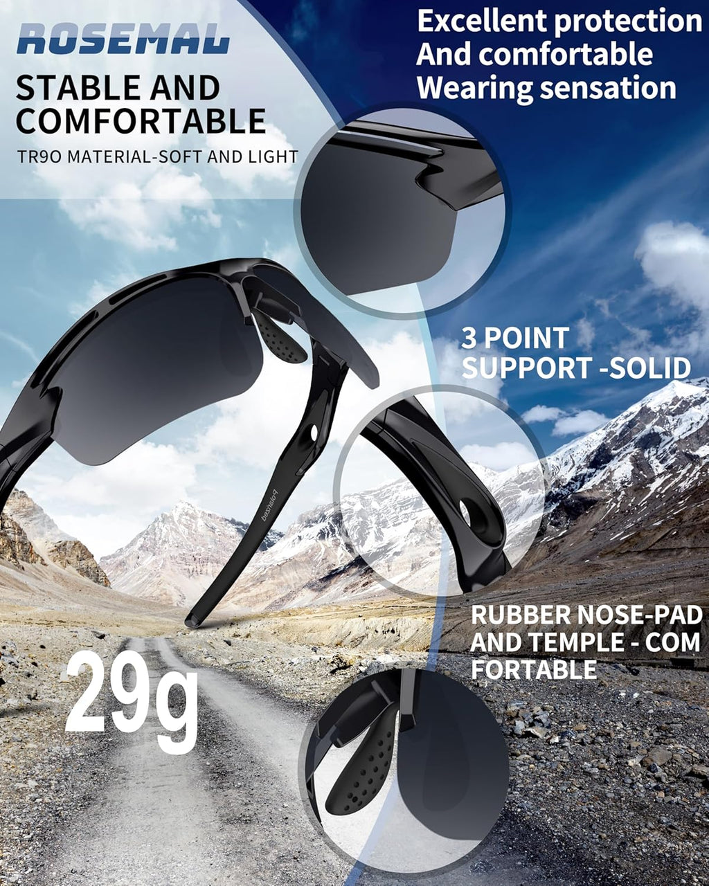 Polarized Sports Sunglasses | UV400 Protection for Men & Women - Lightweight TR90 Design