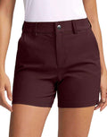 SANTINY Women’s 5" Quick Dry Golf Shorts with Pockets — Wine, Medium
