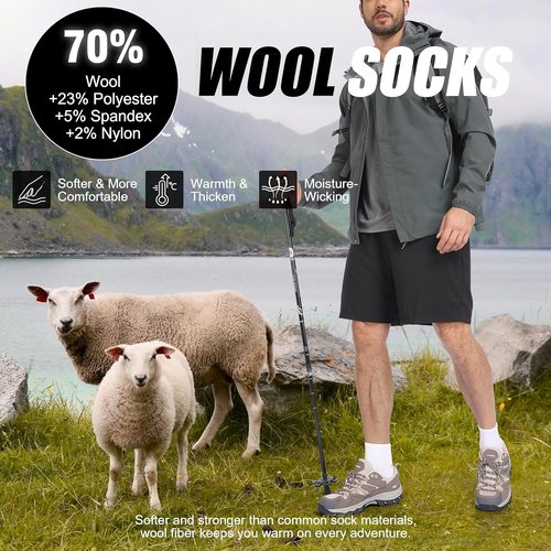 Lapulas Merino Wool Quarter Socks - Cushioned Compression Support for Hiking & Running | 5 Pairs
