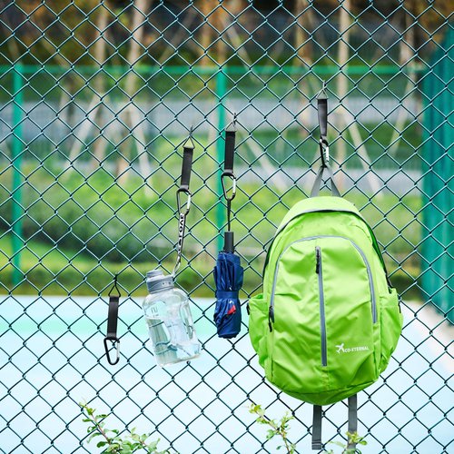 New valley warbler Fence Hooks for Baseball, Pickleball, Tennis and Camping, Nylon Safety Buckles and Durable Metal Hooks for Sports Bags, Pack of 4 (4)