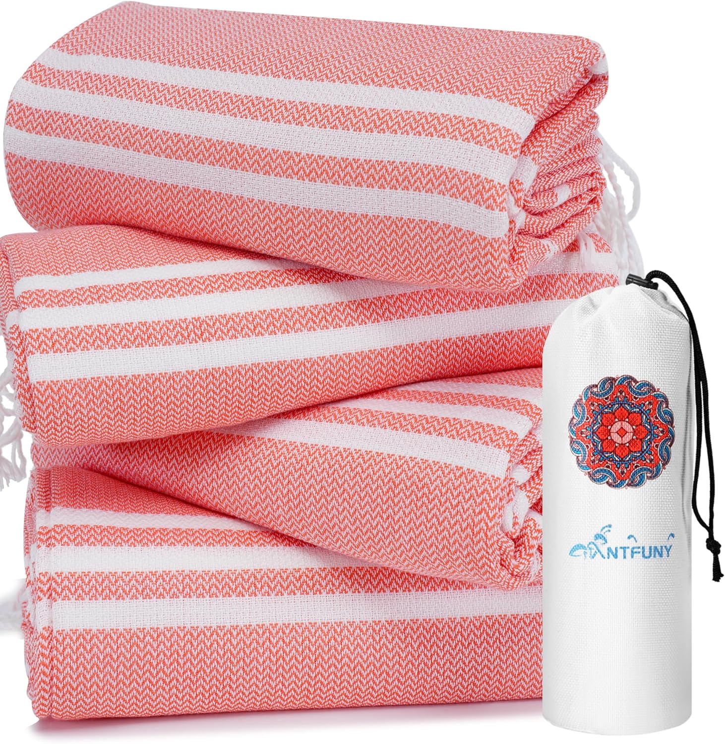 Skiennix Turkish Beach Towels - 4 Pack Vacation Essentials | Soft, Quick-Dry, Perfect for Pool & Gifts