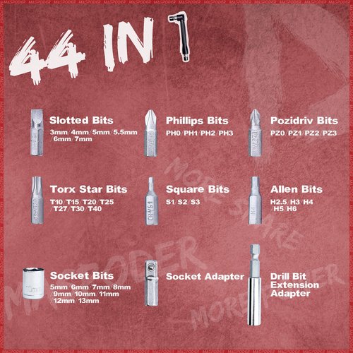 MASPODER Bike Tool Kit, 44 in 1 Multitool with Screwdriver Socket Hex Key Allen Wrench Drill Bit Set CR-V Steel Metric Mini Bicycle Accessories Repair Tools Set for Adult Bikes Road Mountain MTB